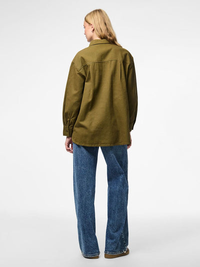 PcMaisie Denim Shirt Military Olive