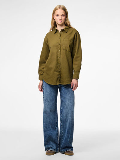 PcMaisie Denim Shirt Military Olive