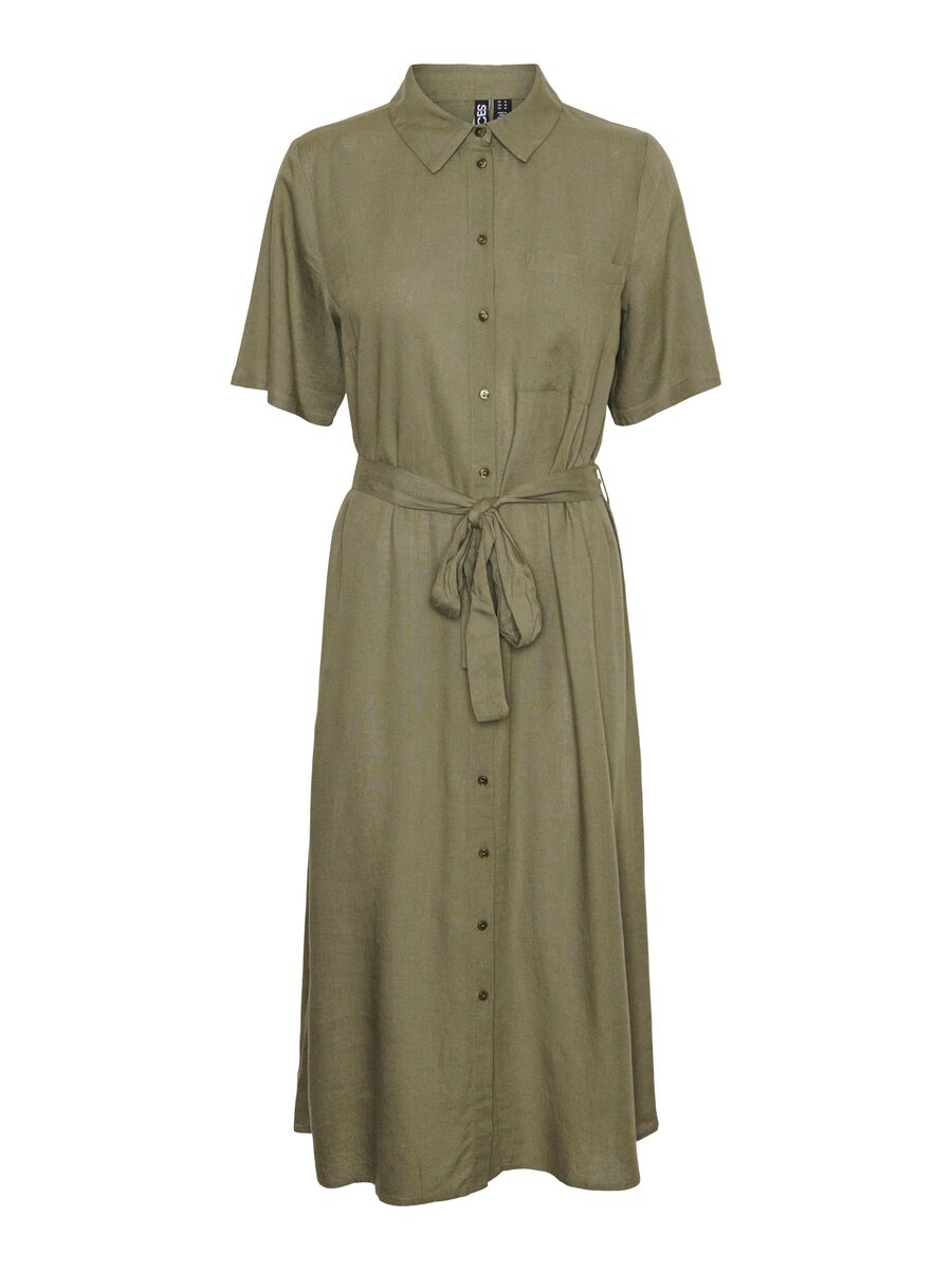 PcPia Midi Shirt Dress Deep Lichen Green