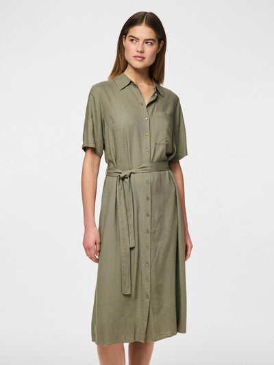 PcPia Midi Shirt Dress Deep Lichen Green