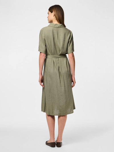 PcPia Midi Shirt Dress Deep Lichen Green