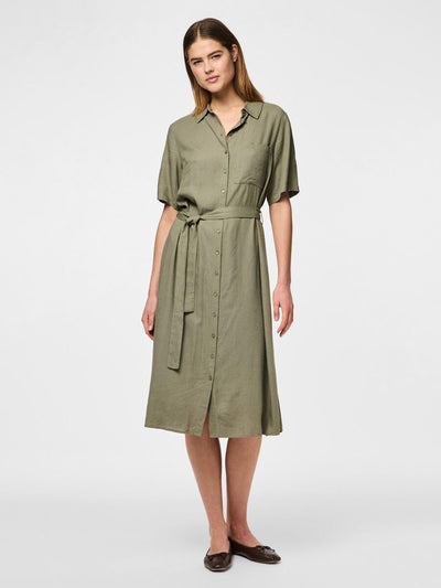 PcPia Midi Shirt Dress Deep Lichen Green