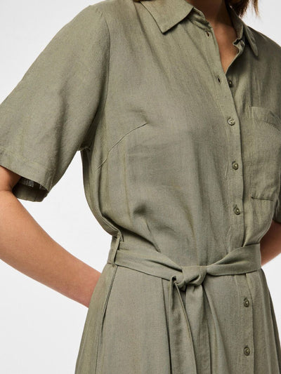 PcPia Midi Shirt Dress Deep Lichen Green