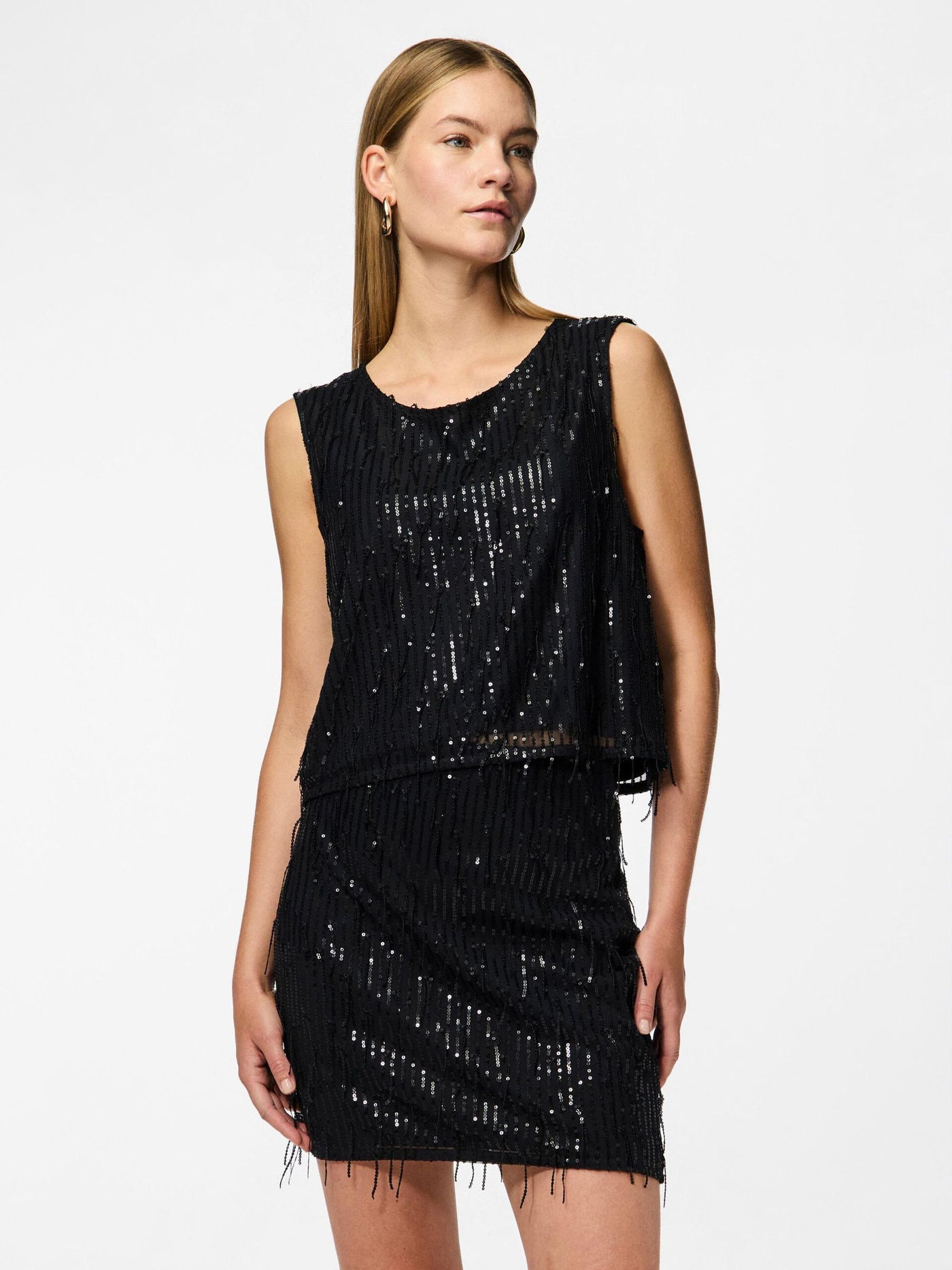 PcRilly Sequin Top Black