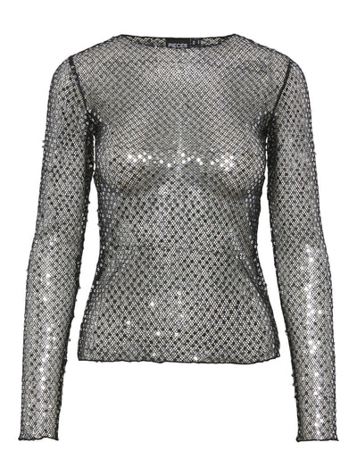 PcRissi Sequin Top Black/Silver