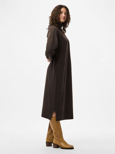 PcMalou Rollneck Knit Dress Hot Fudge