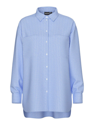 PcMelia Loose Loose Shirt Blue Thin Stripes