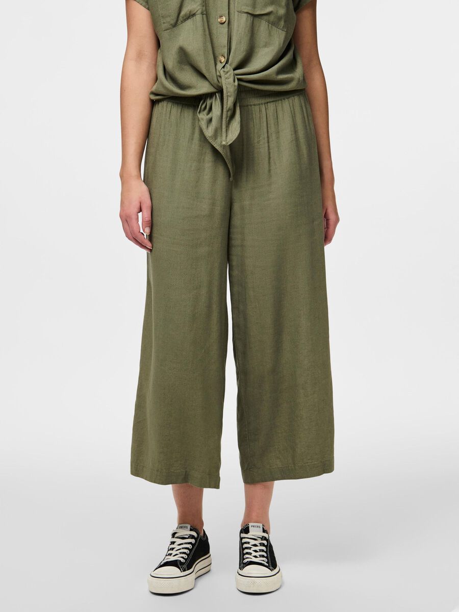 PcPia Culotte Trouser Deep Lichen Green