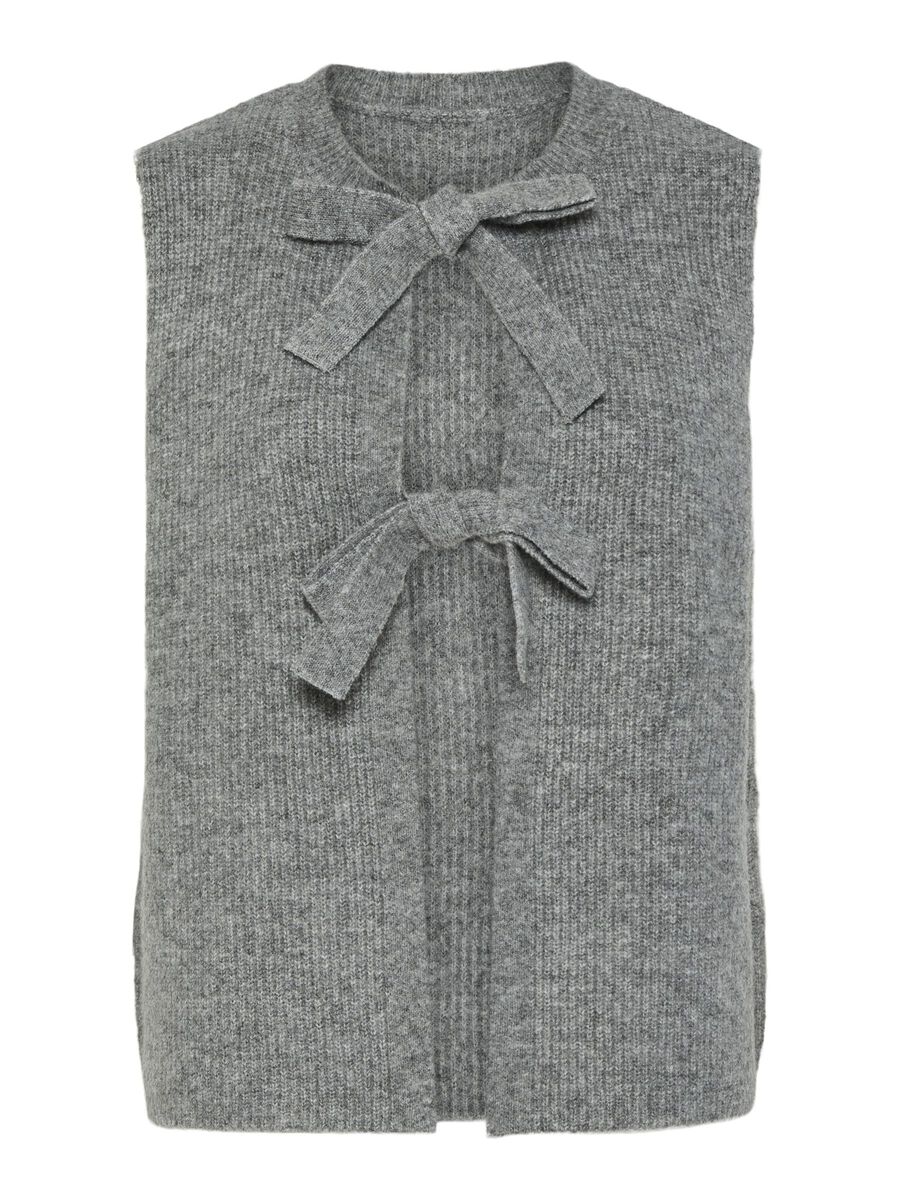 PcSilly SL Tie Knit Vest Medium Grey