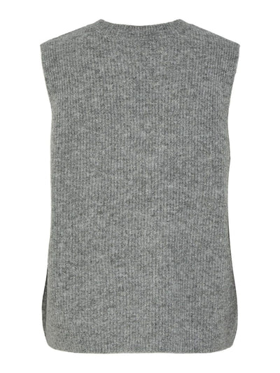 PcSilly SL Tie Knit Vest Medium Grey