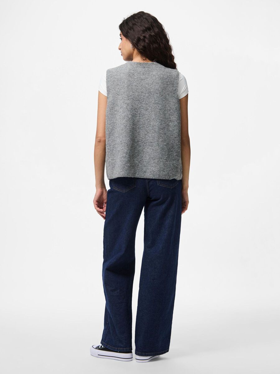 PcSilly SL Tie Knit Vest Medium Grey