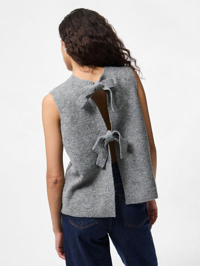 PcSilly SL Tie Knit Vest Medium Grey