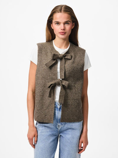 PcSilly SL Tie Knit Vest Morel