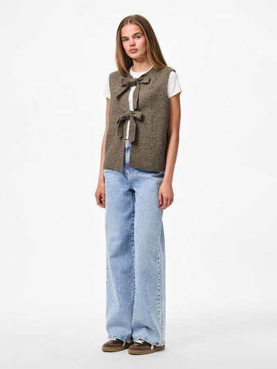 PcSilly SL Tie Knit Vest Morel