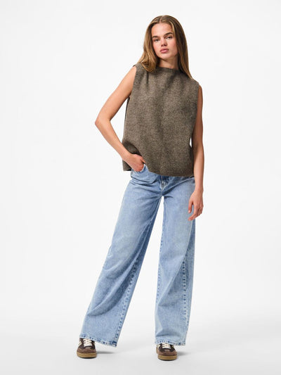 PcSilly SL Tie Knit Vest Morel