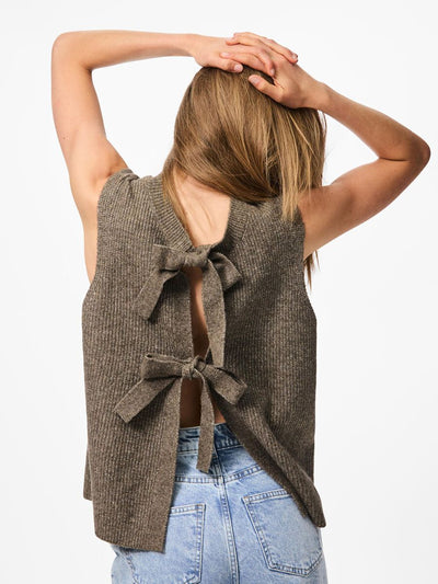PcSilly SL Tie Knit Vest Morel