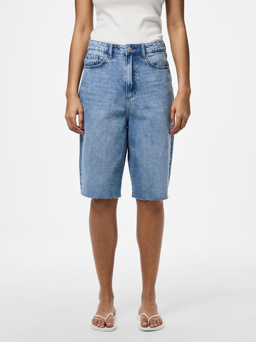 PcTasha Baggy Denim Shorts Light Blue