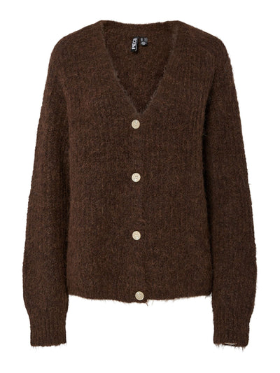PcCleo V-Neck Cardigan Hot Fudge