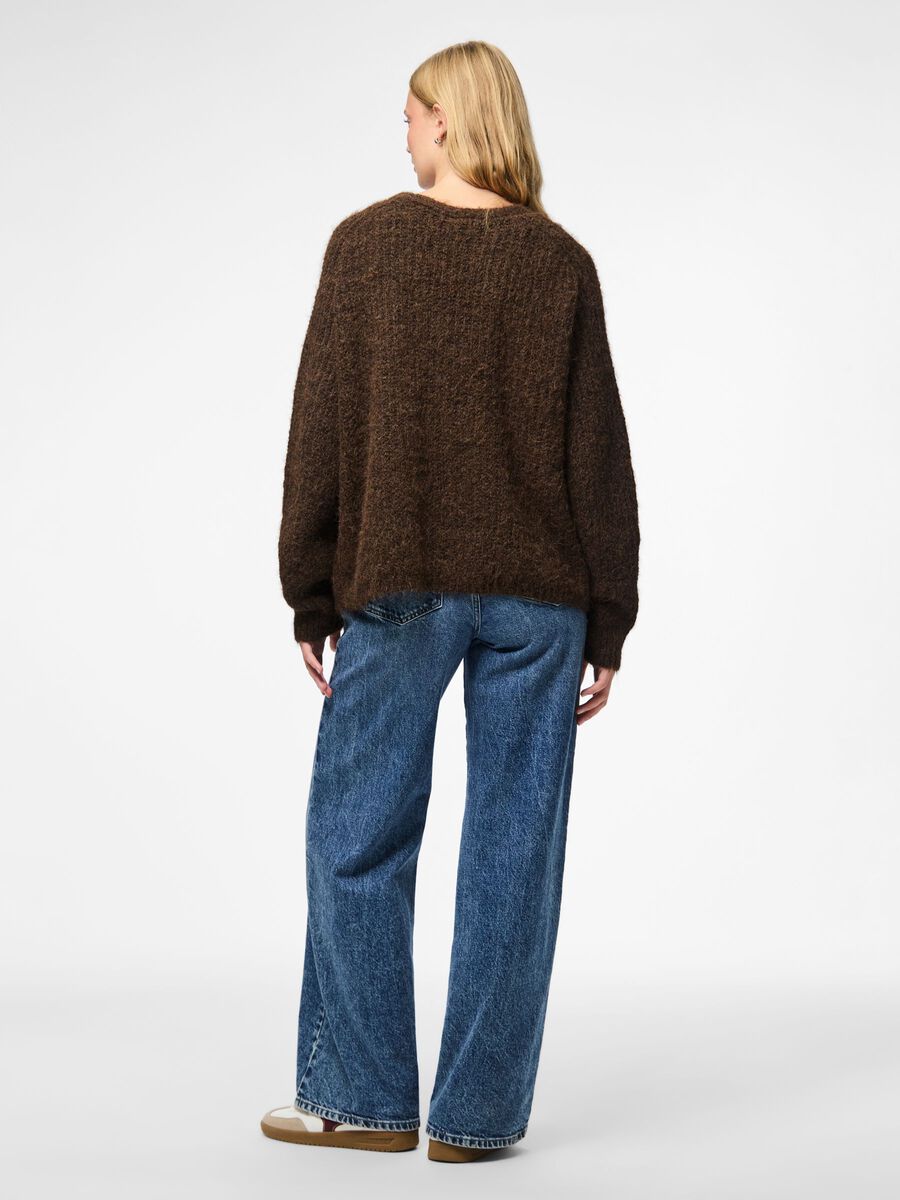 PcCleo V-Neck Cardigan Hot Fudge