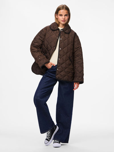 PcEmily Short Quilted Jacket Hot Fudge