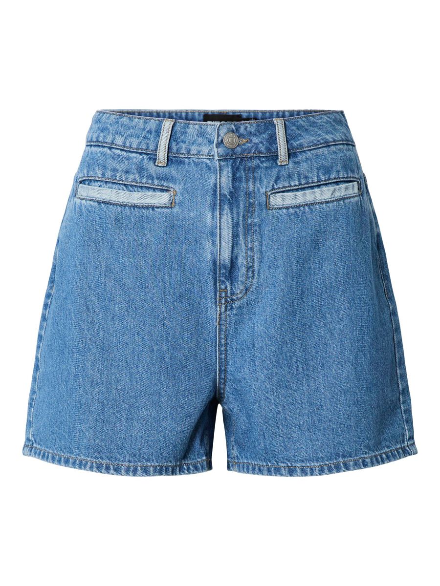 PcFie Patchwork Denim Shorts Dark Blue