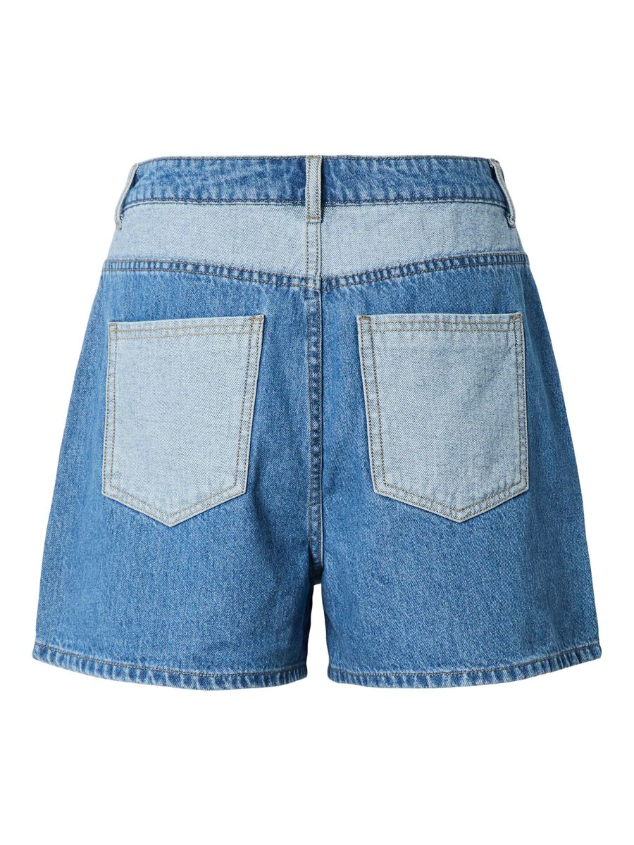 PcFie Patchwork Denim Shorts Dark Blue