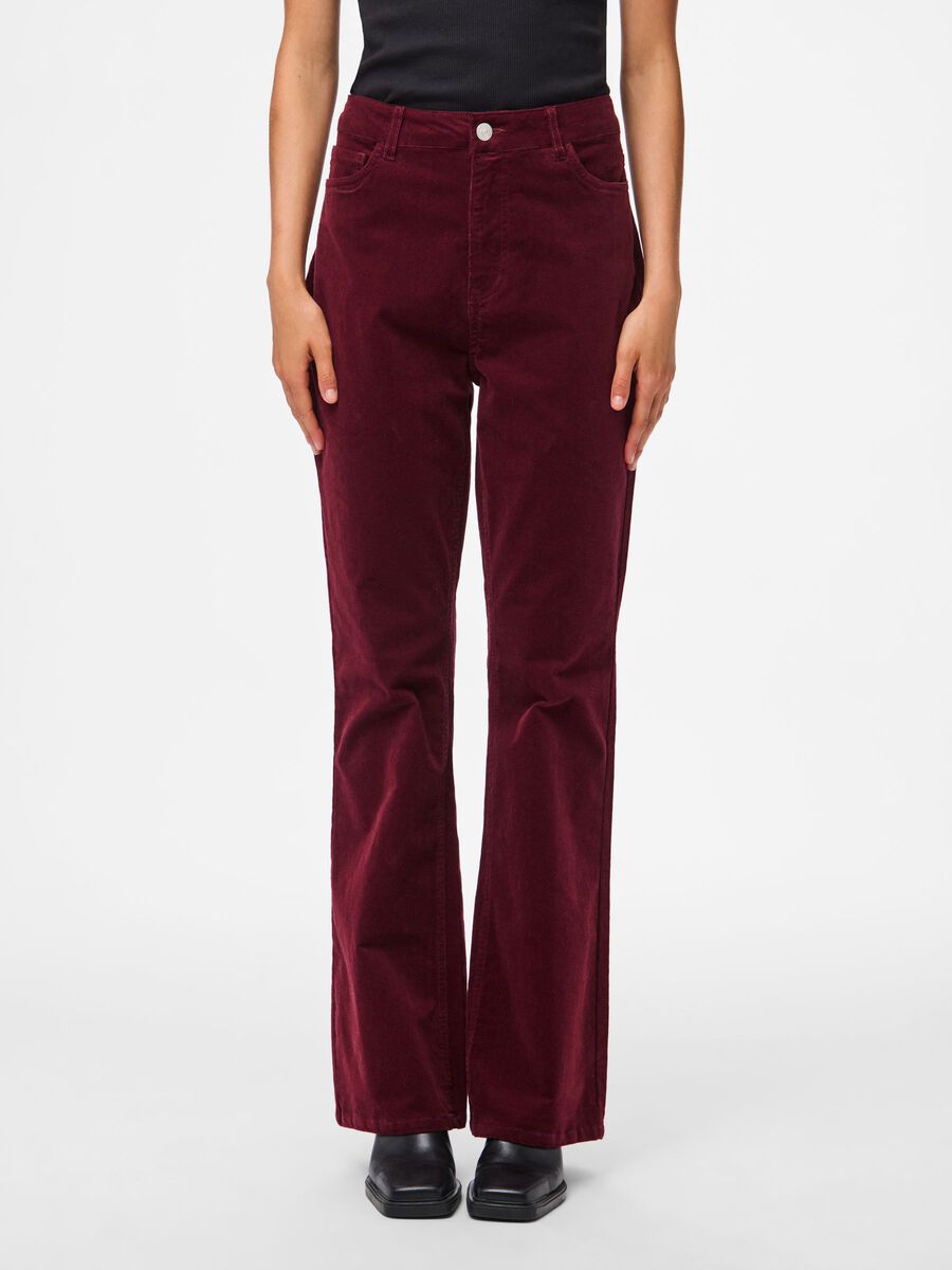 PcJoya Flared Corduroy Trousers Tawny Port