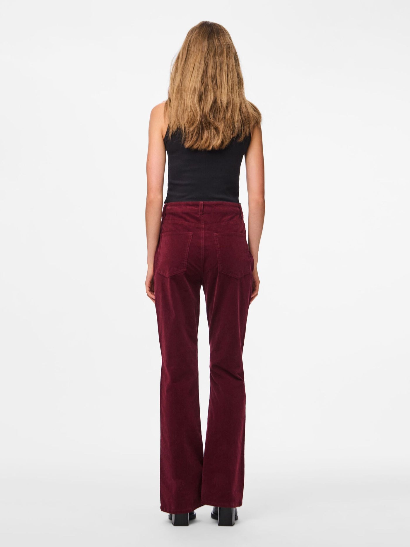 PcJoya Flared Corduroy Trousers Tawny Port