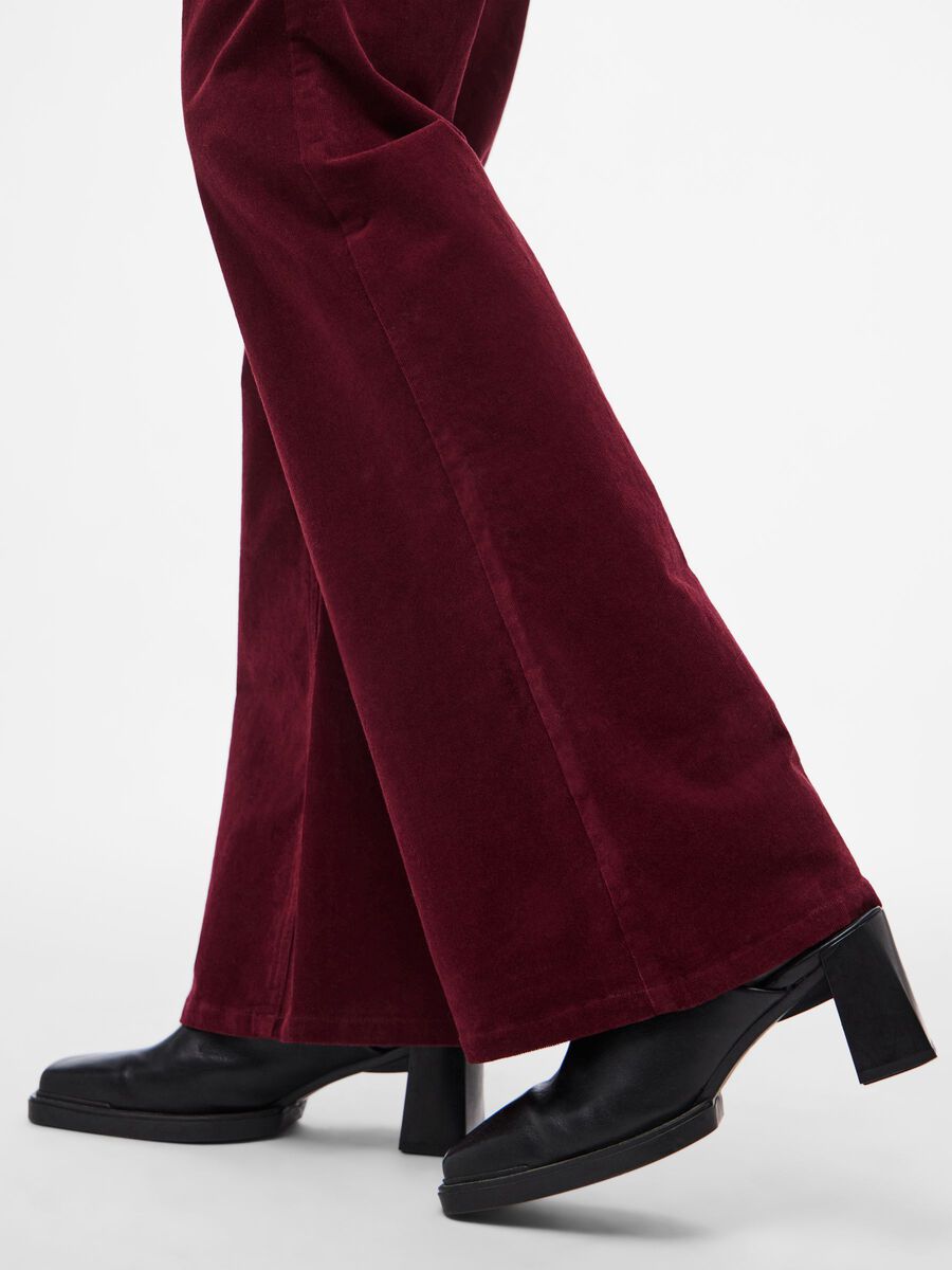 PcJoya Flared Corduroy Trousers Tawny Port