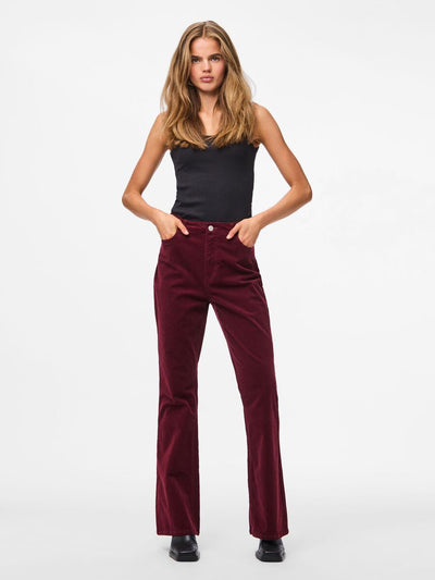 PcJoya Flared Corduroy Trousers Tawny Port
