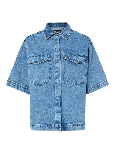 PcJuliet SS Denim Shirt Medium Blue