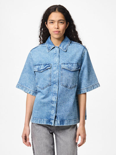 PcJuliet SS Denim Shirt Medium Blue