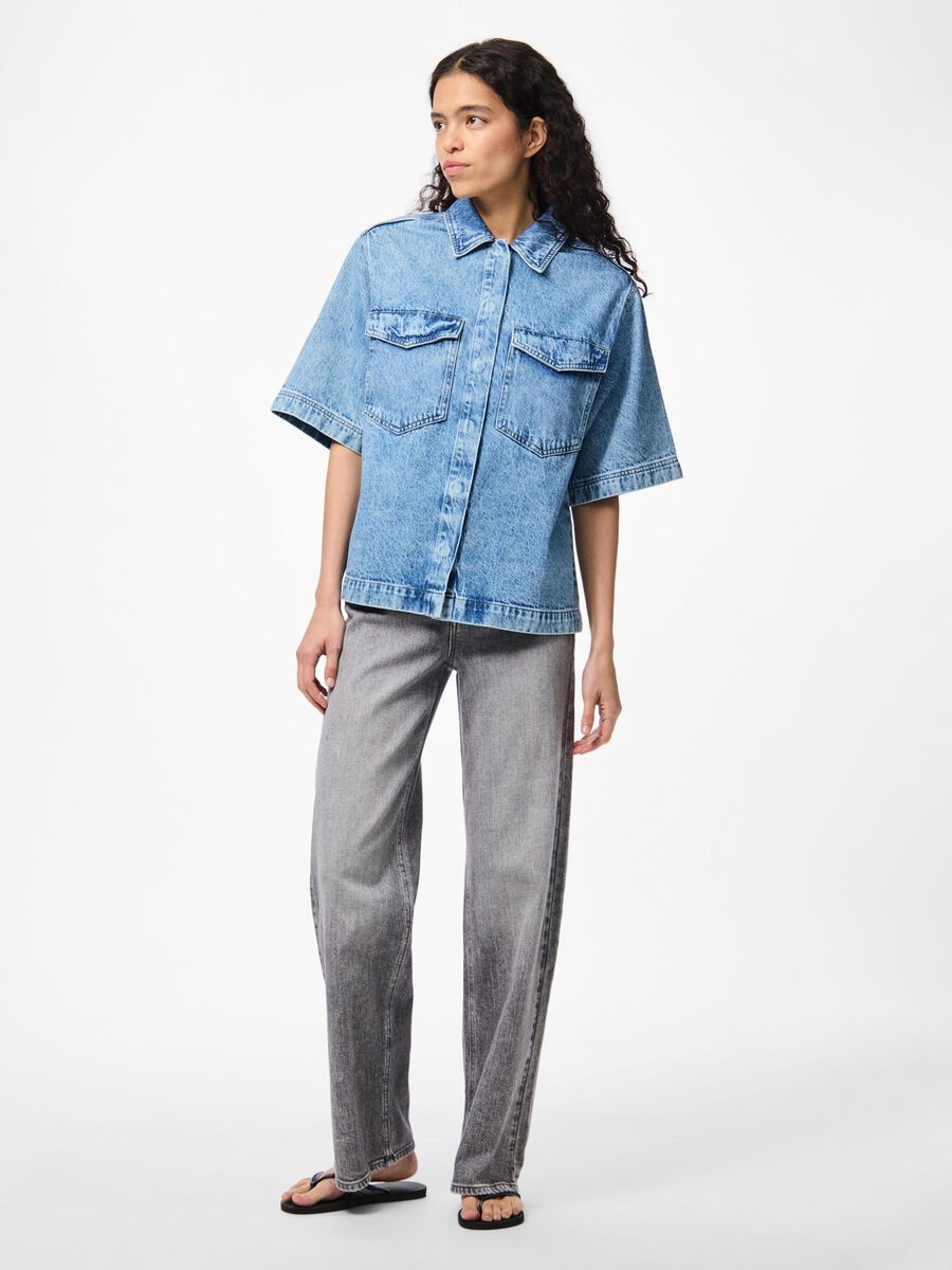 PcJuliet SS Denim Shirt Medium Blue
