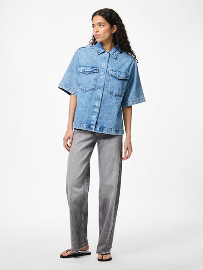 PcJuliet SS Denim Shirt Medium Blue