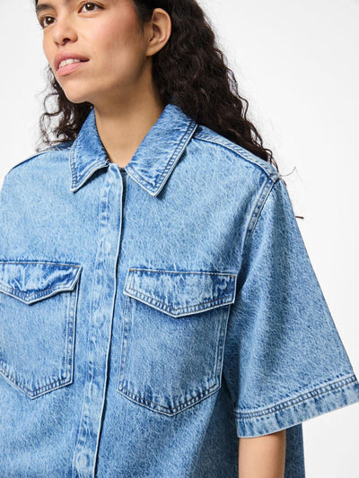 PcJuliet SS Denim Shirt Medium Blue