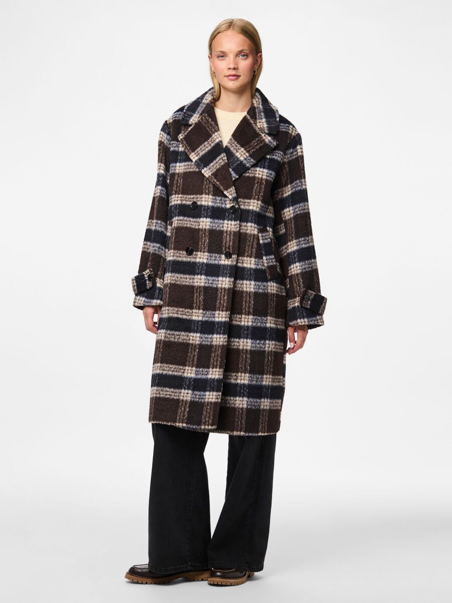 PcMarble Check Coat Hot Fudge