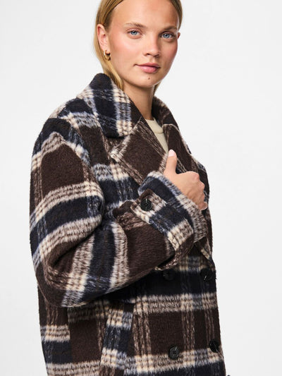 PcMarble Check Coat Hot Fudge