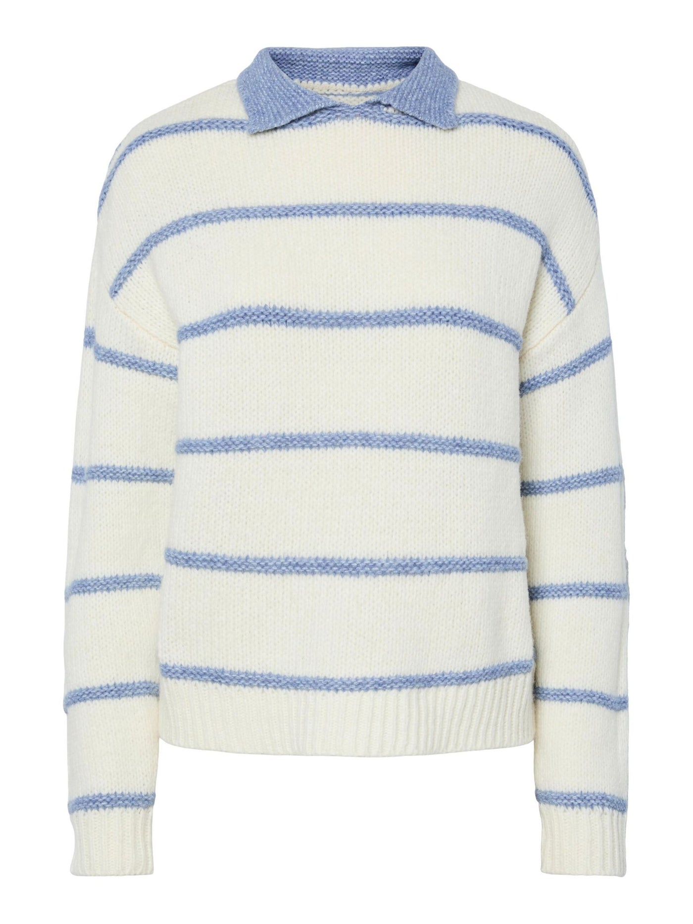 PcTracy Collar Knit Blue Stripes