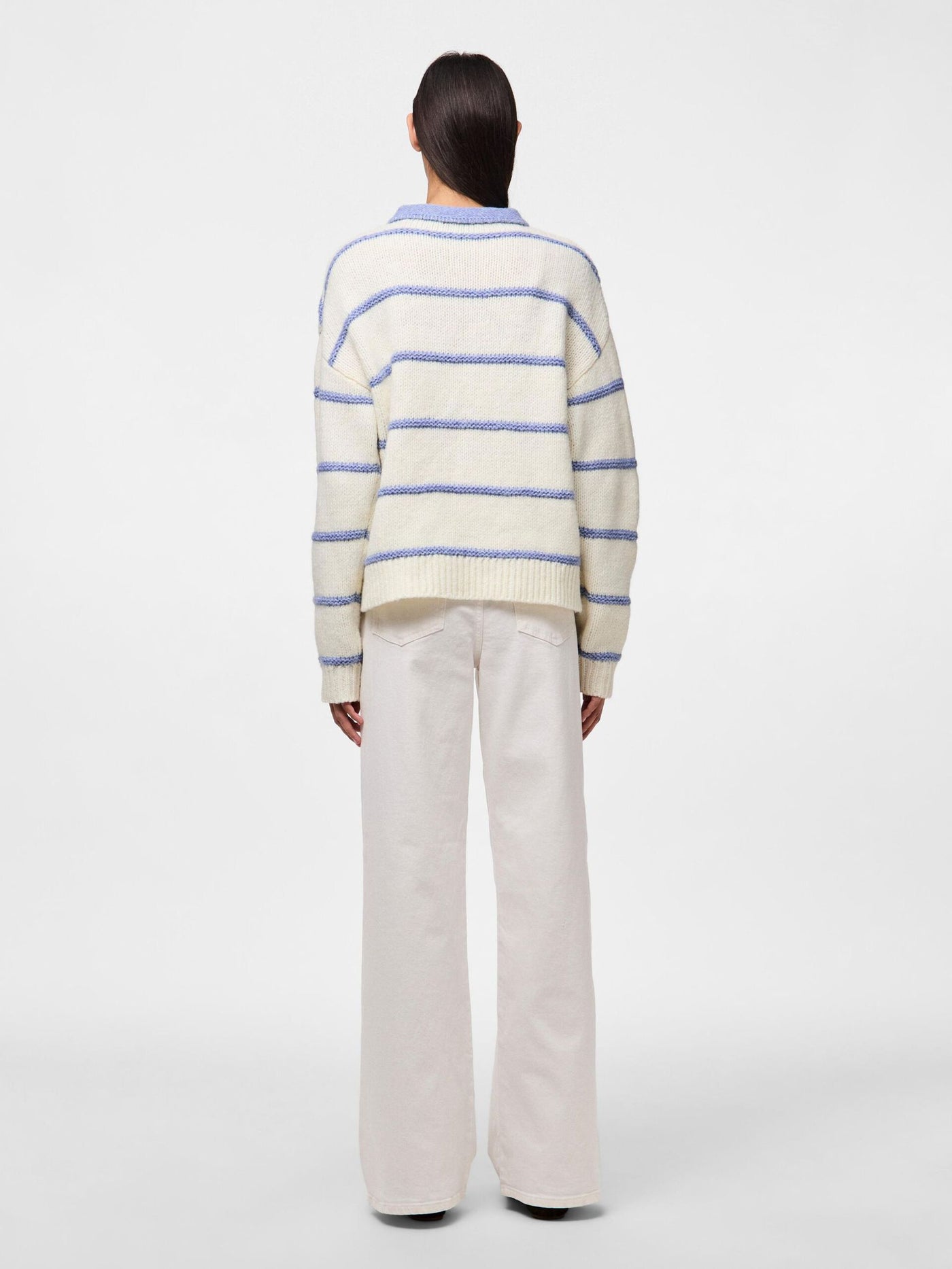 PcTracy Collar Knit Blue Stripes