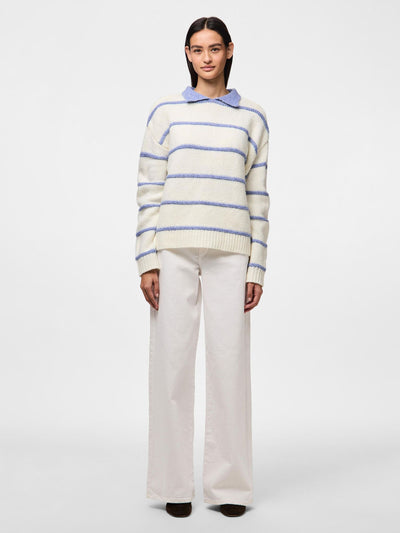 PcTracy Collar Knit Blue Stripes