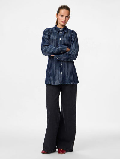 PcRose Denim Shirt Dark Blue
