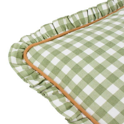 Maude Gingham Reversible Piped Cushion Sage 45 x 45cm