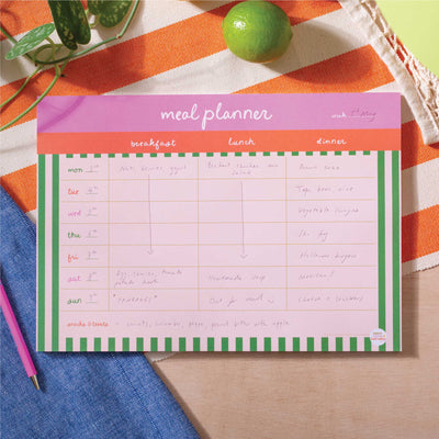 A4 Weekly Meal Planner Pad | Cabana Stripe