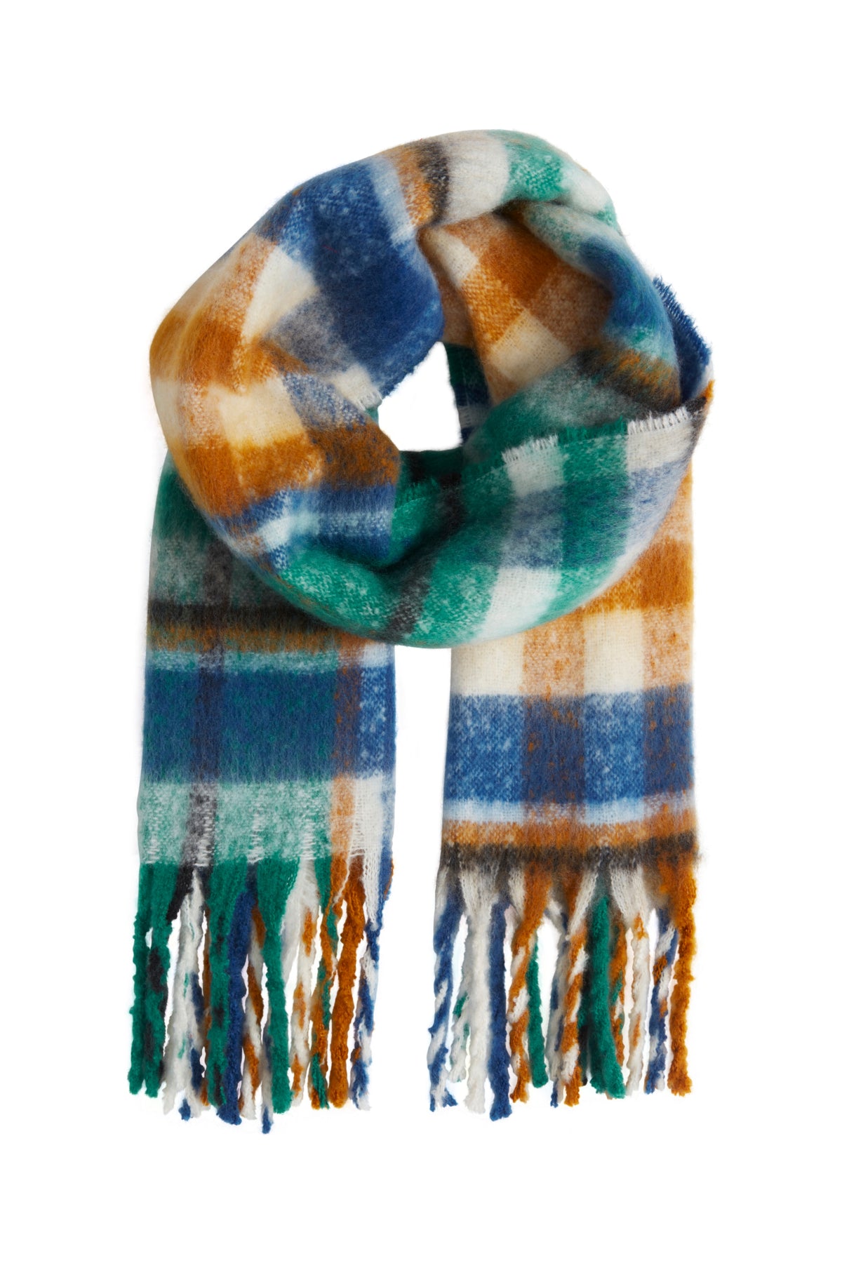 Checked tassel scarf