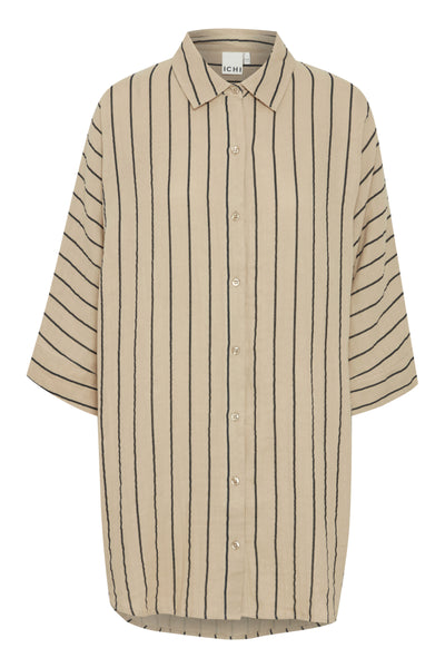 IaFoxa Long Shirt Beige/Black Stripes
