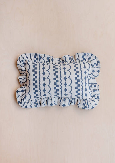 Cotton Cushion in Navy Ruffle