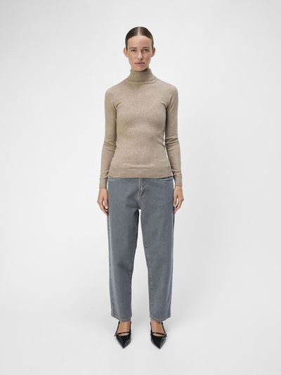 ObjThess Rollneck Knit Desert Taupe