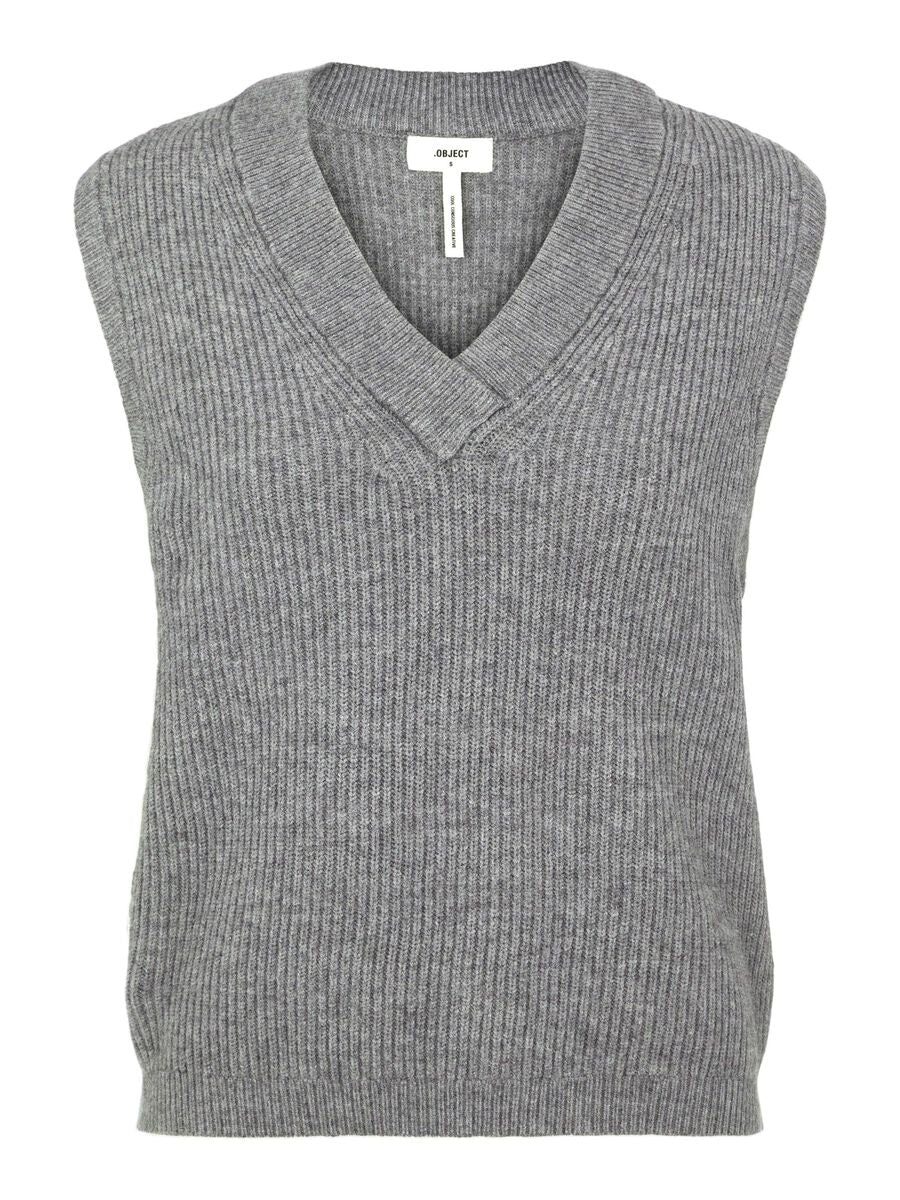 ObjMalena Knit Vest Grey