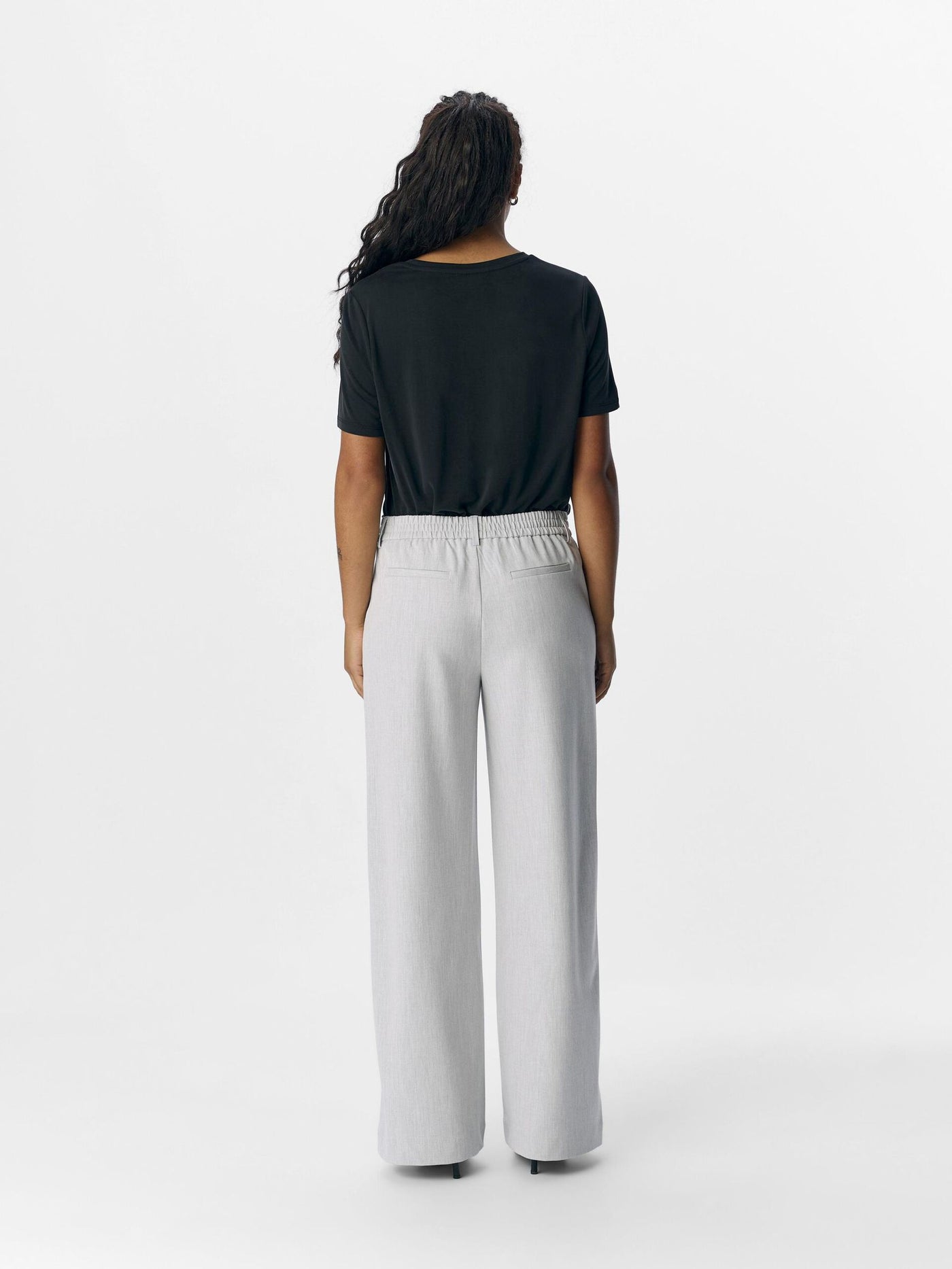 ObjLisa Wide Trousers Light Grey Melange