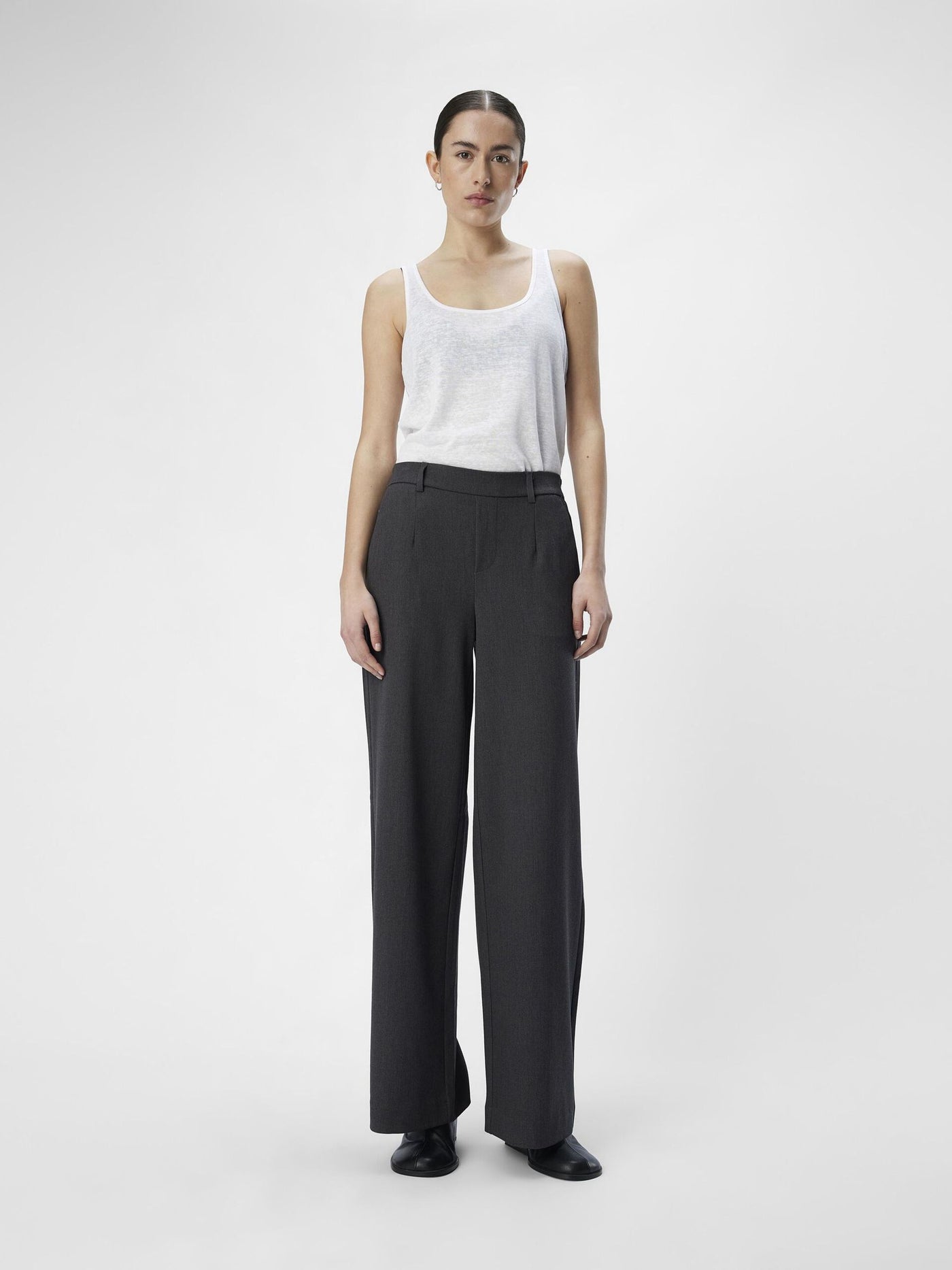 ObjLisa Wide Leg Trousers Medium Grey